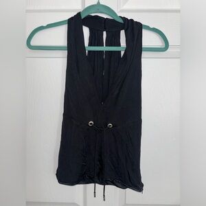 gucci vintage black crystal accent halterneck top